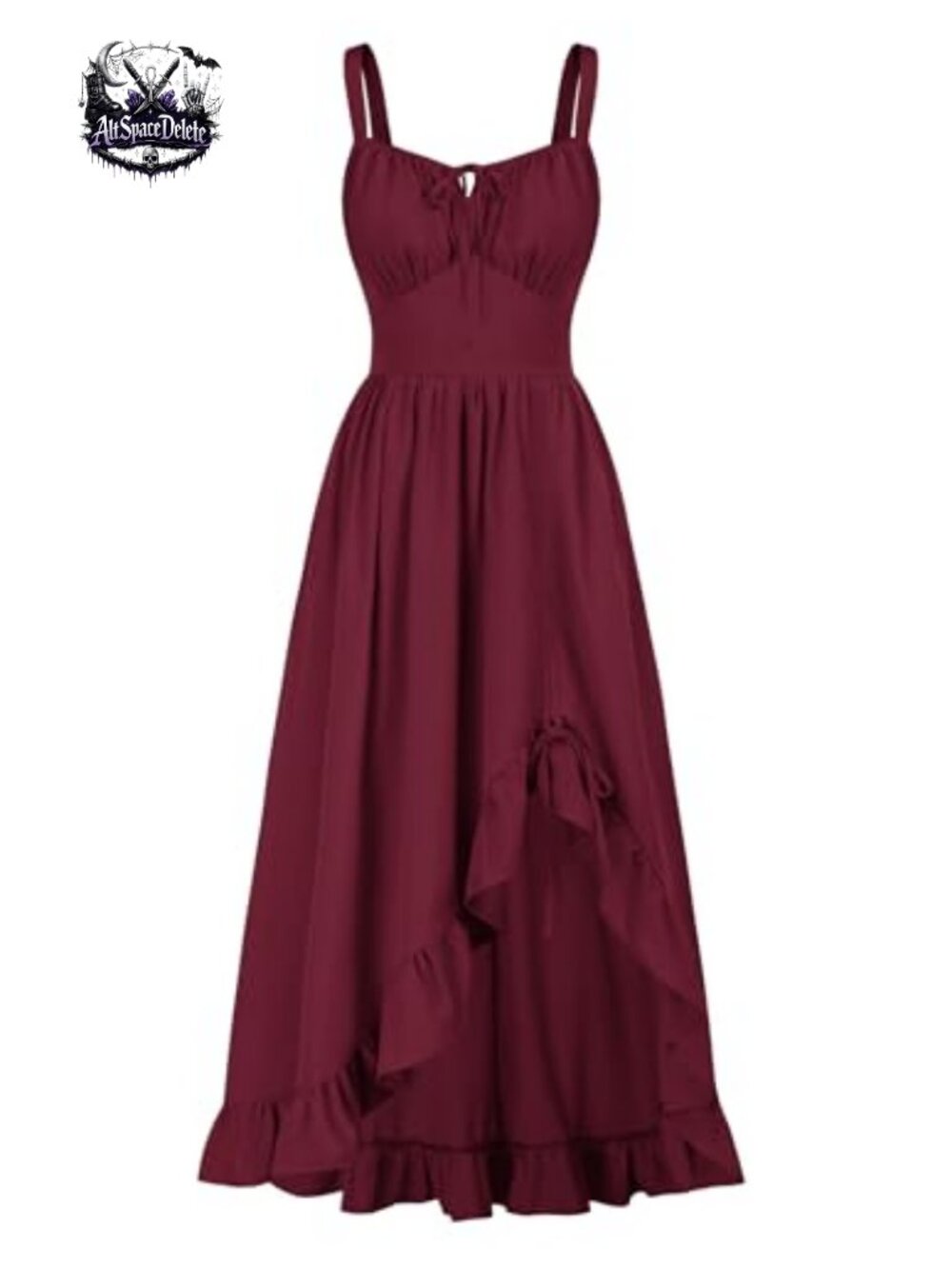 Renaissance Corset Dress Gothic Flowy Sundress High Low Ruffle Milkmaid